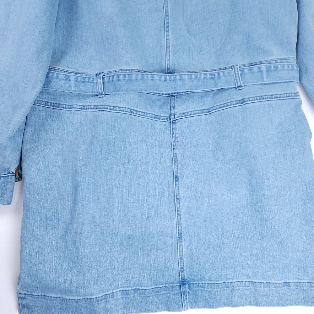 Denim Viscose Blend Blue Women's Belted Pocketed Dress SZ XXL - Picture 2 of 13